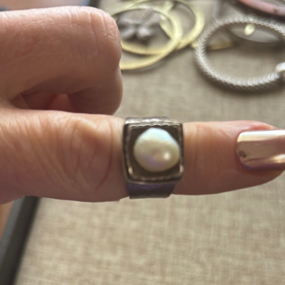 Silpada Silver Ring with White Pearl